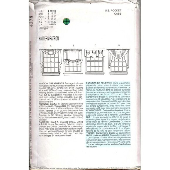 Butterick 4278 Home Decorating Waverly Window Treatments Sewing Pattern UNCUT - Picture 2 of 2